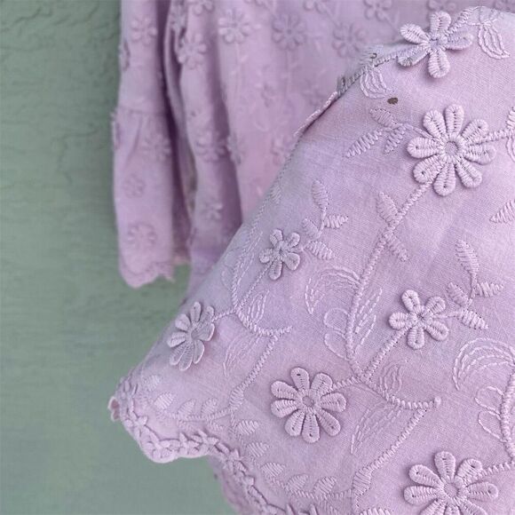 Ann Taylor Daisy Floral Applique Embroidered Shift Lilac Lavender 3/4 Sleeve - Picture 13 of 13
